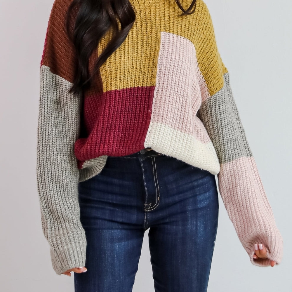 Multicolor Patchwork Knit Sweater - Picture 4 of 9